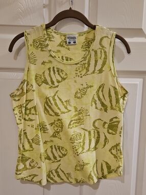 Columbia Lime Green Fish-Print Sleeveless Tank